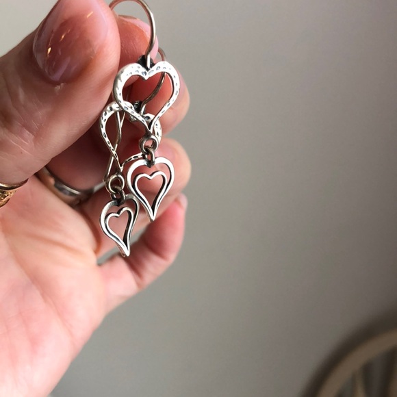 Sterling silver Heart Dangle Earrings - Picture 3 of 4